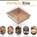 Small Deli Platter Box with Clear Lid – 5-Inch Dessert Box – Suitable for Sandwiches, Cookies, Sushi, and Cake Slices (Brown）