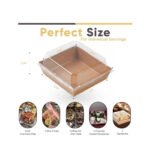 Small Deli Platter Box with Clear Lid – 5-Inch Dessert Box – Suitable for Sandwiches, Cookies, Sushi, and Cake Slices (Brown）