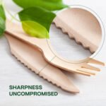 100% Compostable Cutlery Set - Disposable Wooden Cutlery, Eco Friendly Forks And Spoons Disposable Cutlery Set Party Utensils