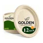 inch 100% Compostable, Heavy-Duty Disposable Paper Plates Bagasse Natural Biodegradable Eco-Friendly Sugarcane