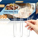 Disposable tableware made of high-quality, transparent materials, suitable for everyday use and party supplies.